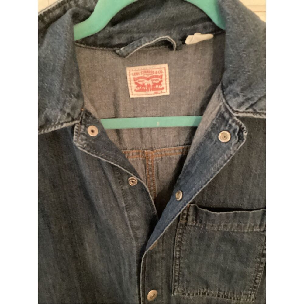 Levi’s Strauss Denim Jumpsuit Sz L Button Down Stretch - Picture 4 of 11
